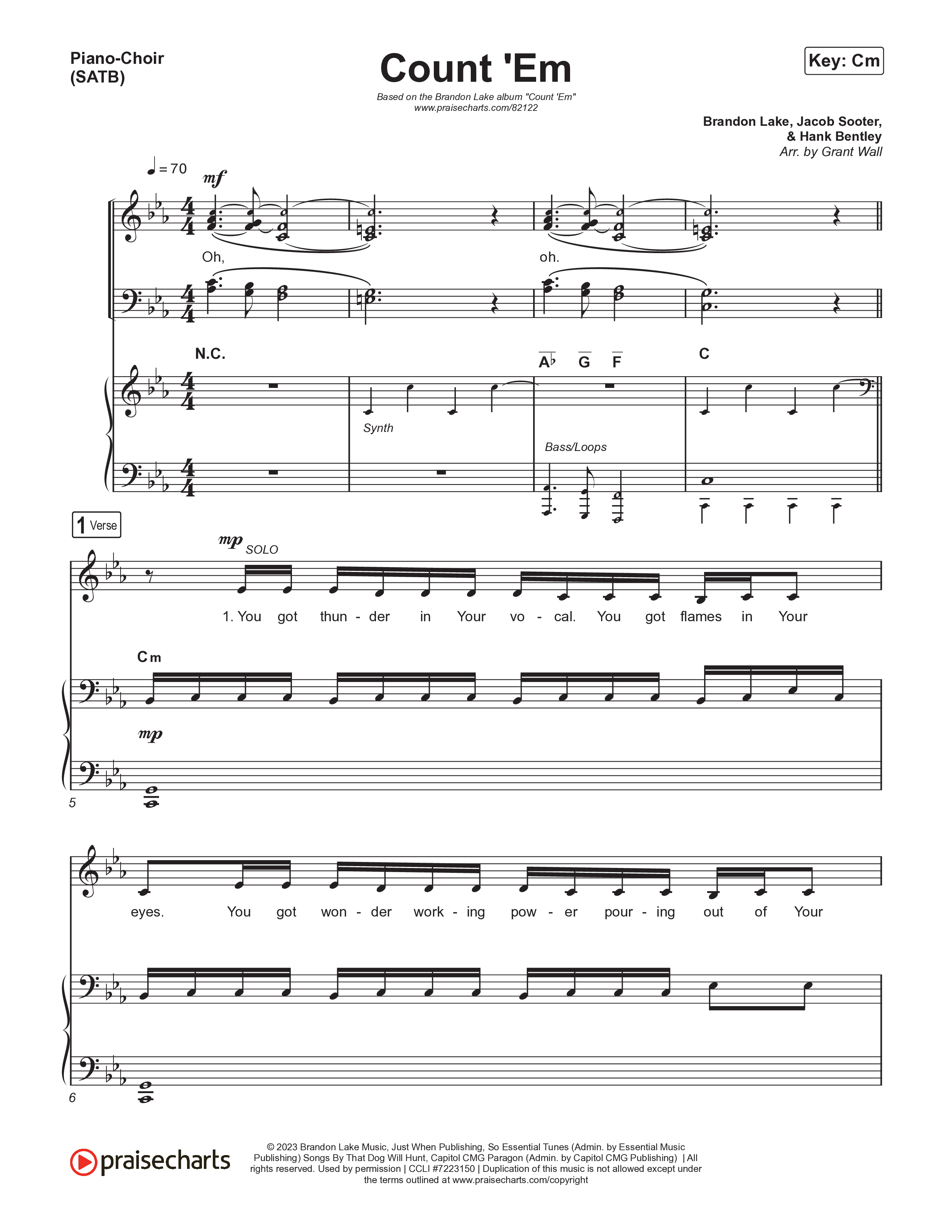 Count 'Em Piano/Vocal (SATB) (Brandon Lake)