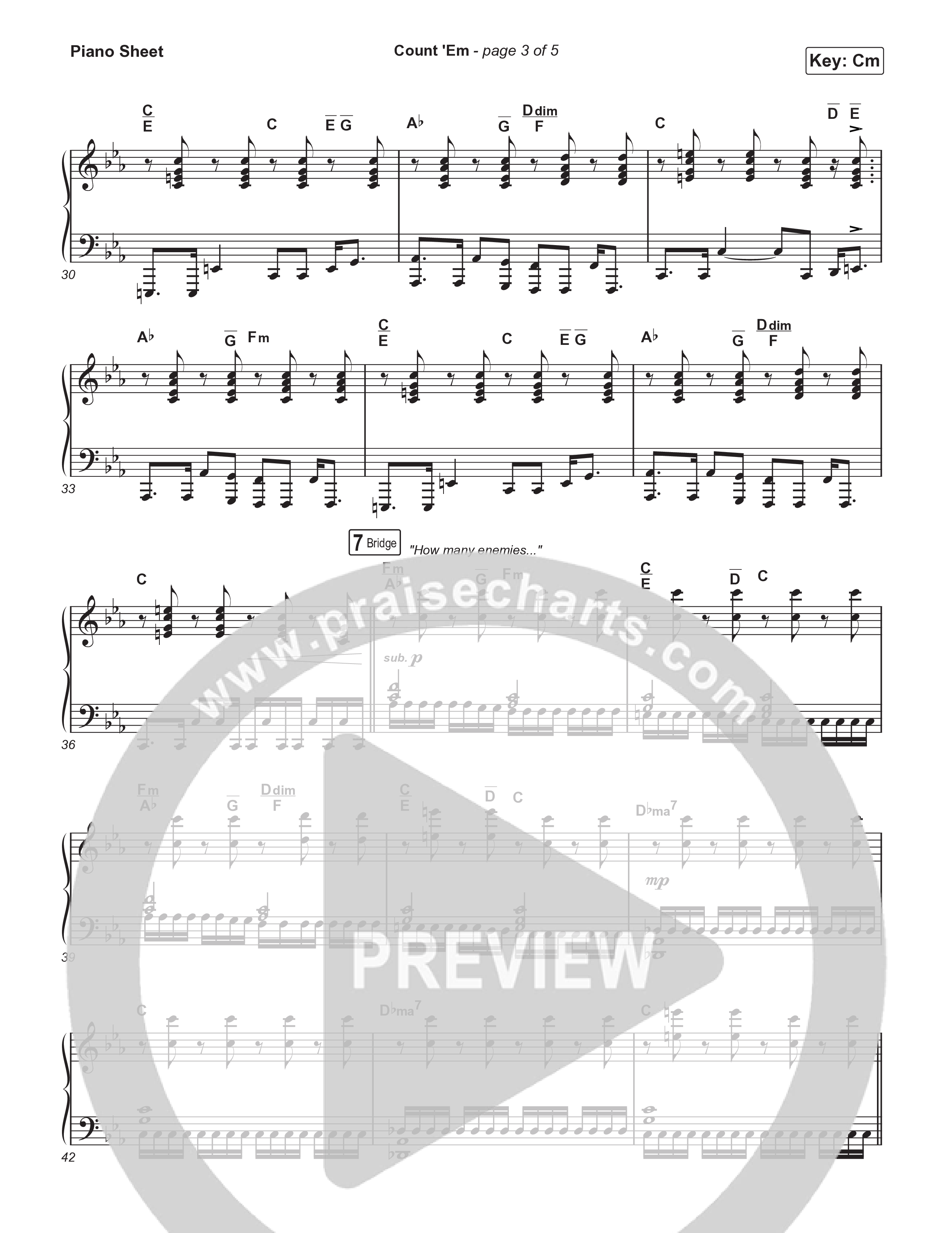 Count 'Em Piano Sheet (Brandon Lake)