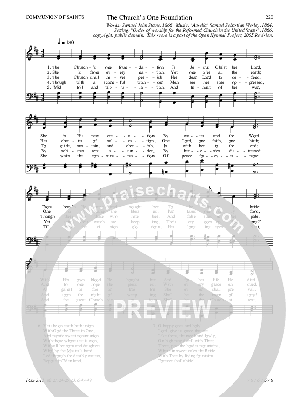 The Church's One Foundation Hymn Sheet (SATB) (Traditional Hymn)
