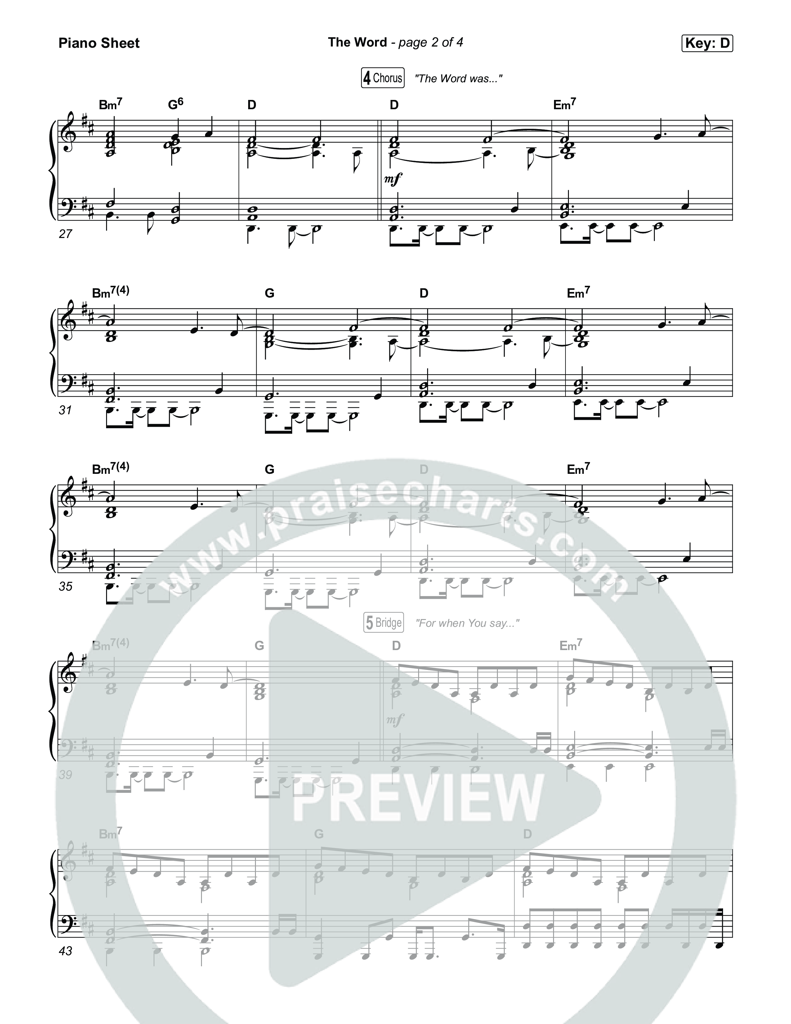 The Word Piano Sheet (Anna Golden)