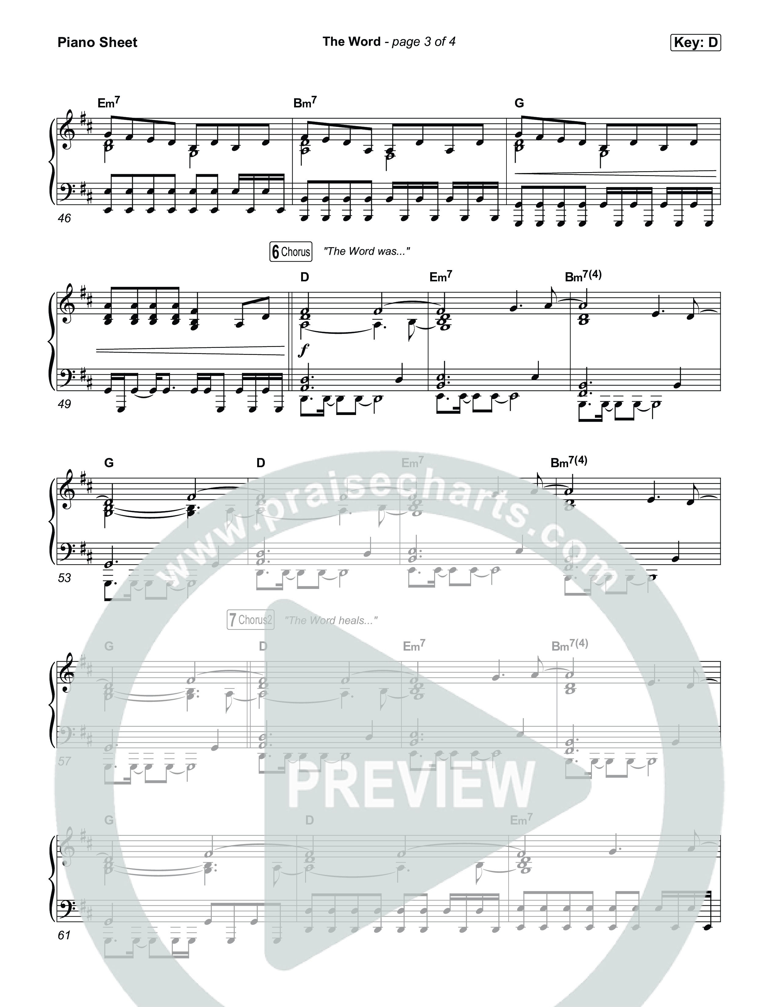 The Word Piano Sheet (Anna Golden)