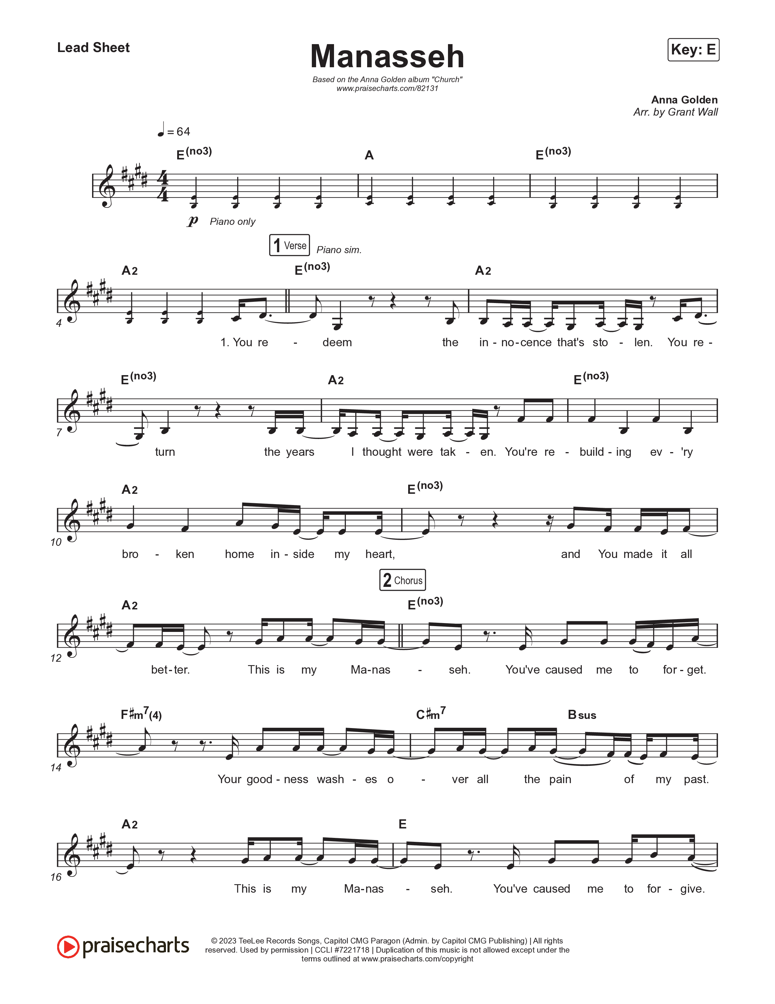 Manasseh Lead Sheet (Melody) (Anna Golden)