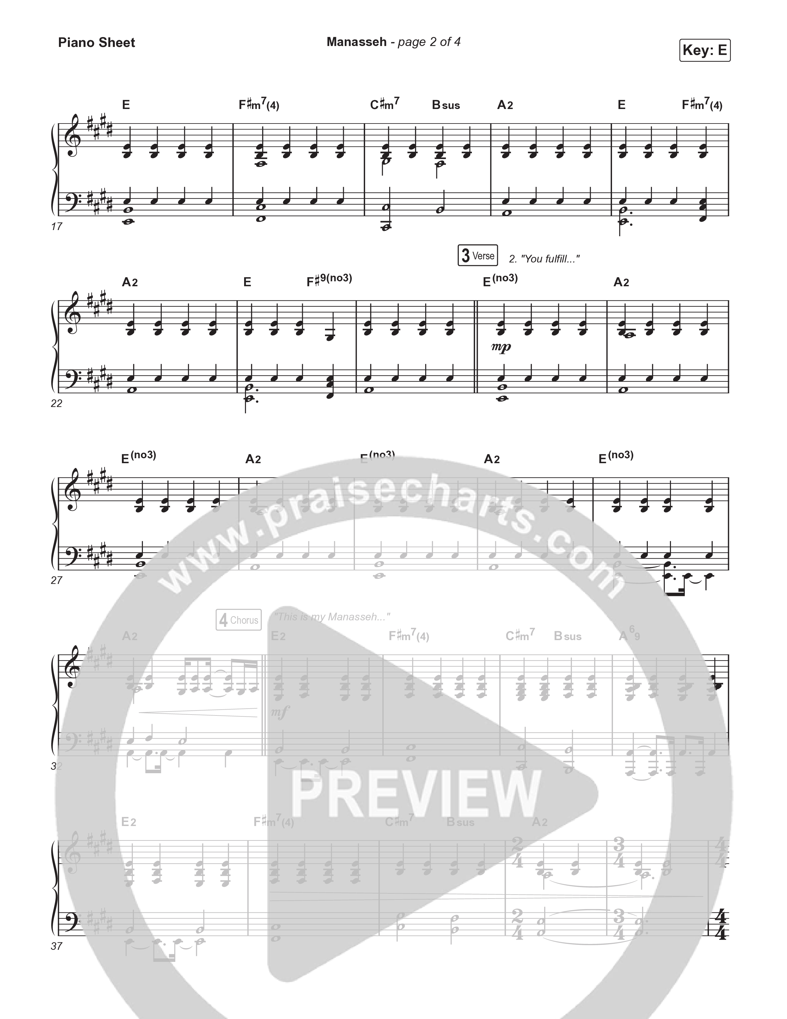 Manasseh Piano Sheet (Anna Golden)