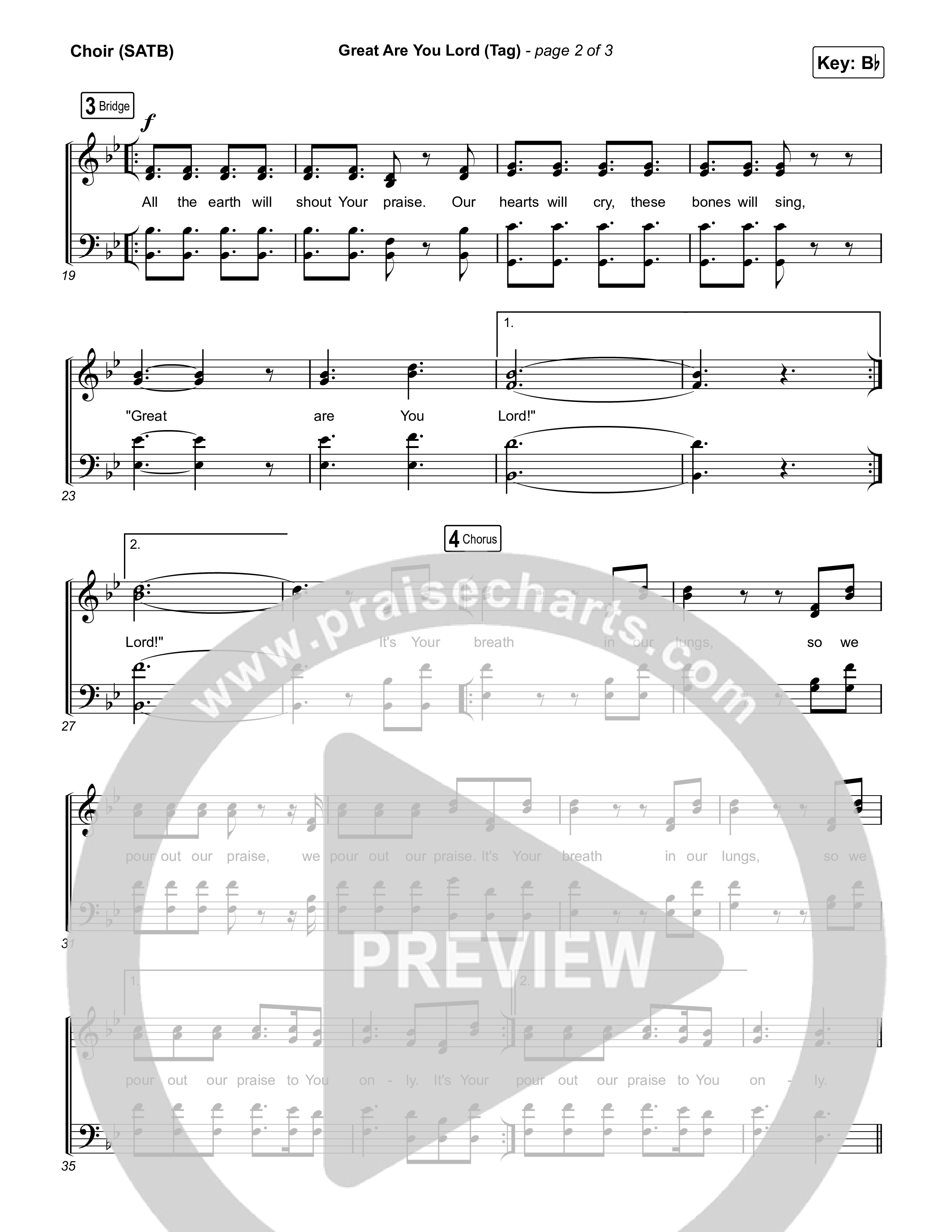 Great Are You Lord (Live) Choir Sheet (SATB) (Cody Carnes)