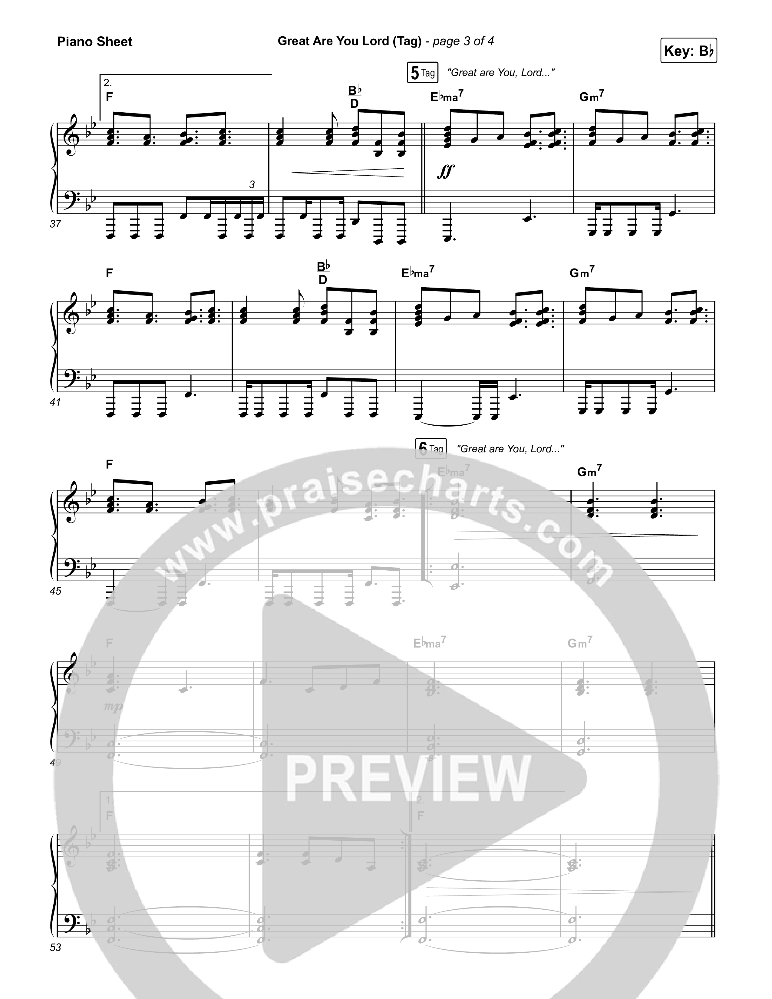 Great Are You Lord (Live) Piano Sheet (Cody Carnes)