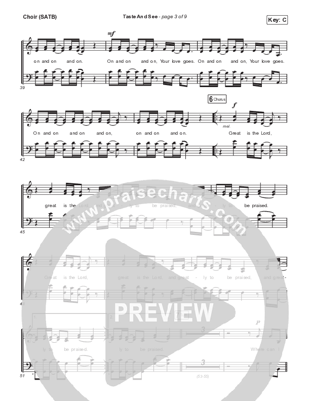 Taste And See (Live) Choir Sheet (SATB) (Cody Carnes / Leeland)