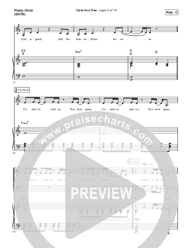 Taste And See (Live) Piano/Vocal Pack (Cody Carnes / Leeland)