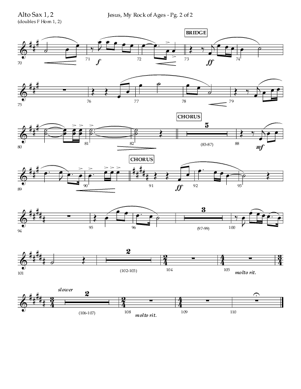 Jesus My Rock Of Ages (Choral Anthem SATB) Alto Sax 1/2 (Lifeway Choral / Arr. Richard Kingsmore)