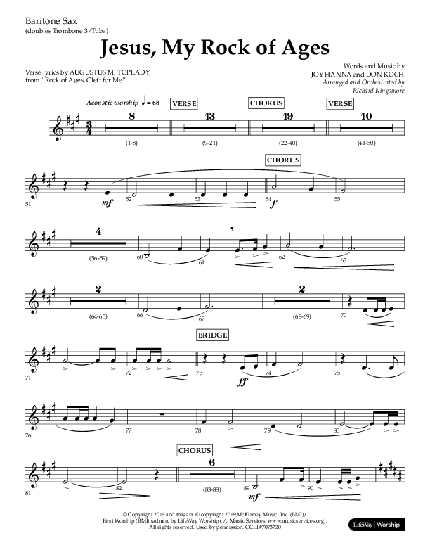 Jesus My Rock Of Ages (Choral Anthem SATB) Bari Sax (Lifeway Choral / Arr. Richard Kingsmore)