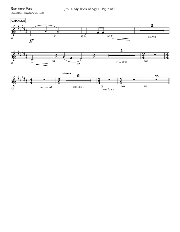 Jesus My Rock Of Ages (Choral Anthem SATB) Bari Sax (Lifeway Choral / Arr. Richard Kingsmore)