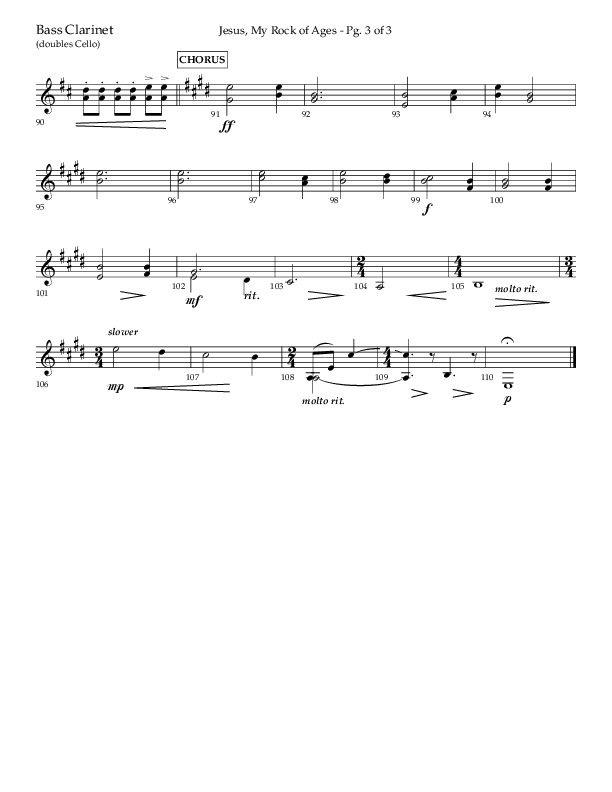 Jesus My Rock Of Ages (Choral Anthem SATB) Bass Clarinet (Lifeway Choral / Arr. Richard Kingsmore)