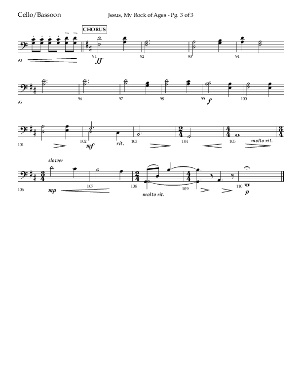 Jesus My Rock Of Ages (Choral Anthem SATB) Cello (Lifeway Choral / Arr. Richard Kingsmore)