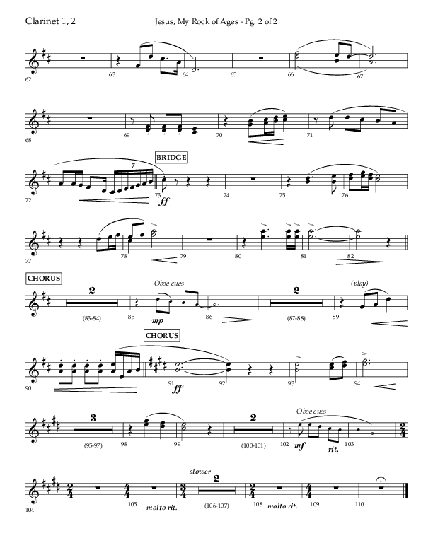 Jesus My Rock Of Ages (Choral Anthem SATB) Clarinet 1/2 (Lifeway Choral / Arr. Richard Kingsmore)