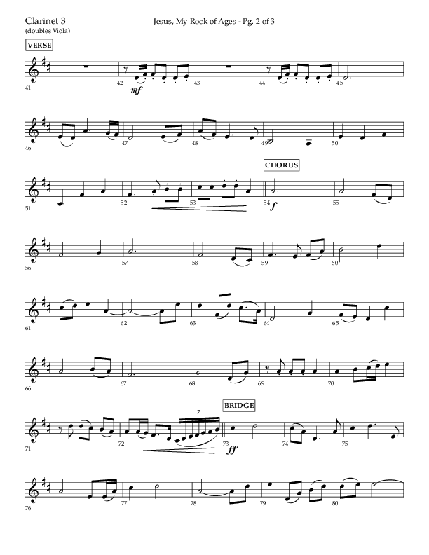 Jesus My Rock Of Ages (Choral Anthem SATB) Clarinet 3 (Lifeway Choral / Arr. Richard Kingsmore)