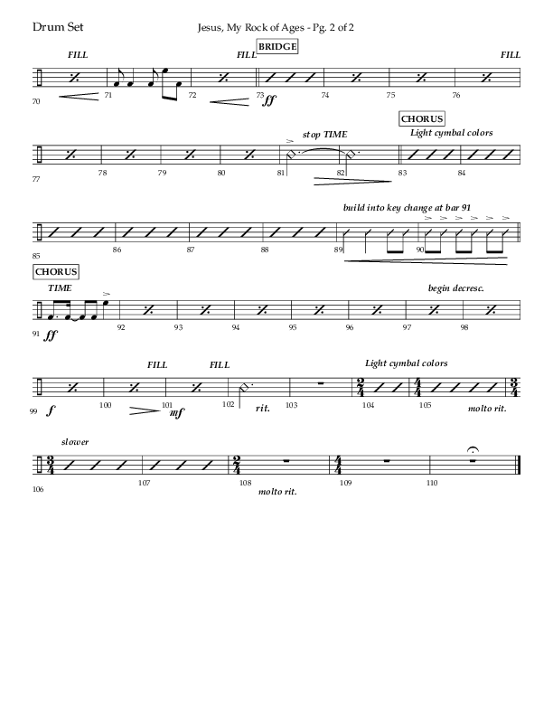 Jesus My Rock Of Ages (Choral Anthem SATB) Drum Set (Lifeway Choral / Arr. Richard Kingsmore)