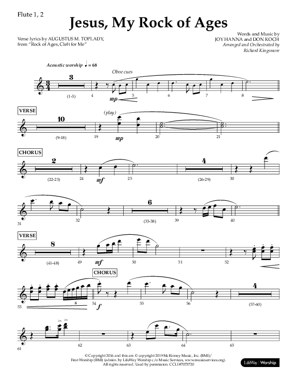 Jesus My Rock Of Ages (Choral Anthem SATB) Flute 1/2 (Lifeway Choral / Arr. Richard Kingsmore)