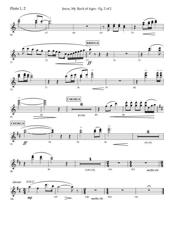 Jesus My Rock Of Ages (Choral Anthem SATB) Flute 1/2 (Lifeway Choral / Arr. Richard Kingsmore)