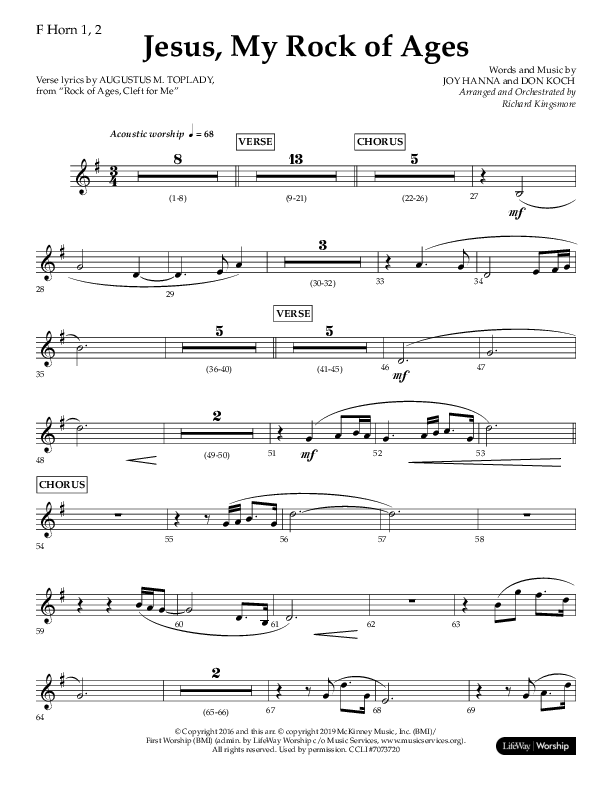 Jesus My Rock Of Ages (Choral Anthem SATB) French Horn 1/2 (Lifeway Choral / Arr. Richard Kingsmore)