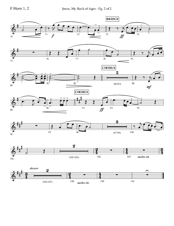 Jesus My Rock Of Ages (Choral Anthem SATB) French Horn 1/2 (Lifeway Choral / Arr. Richard Kingsmore)