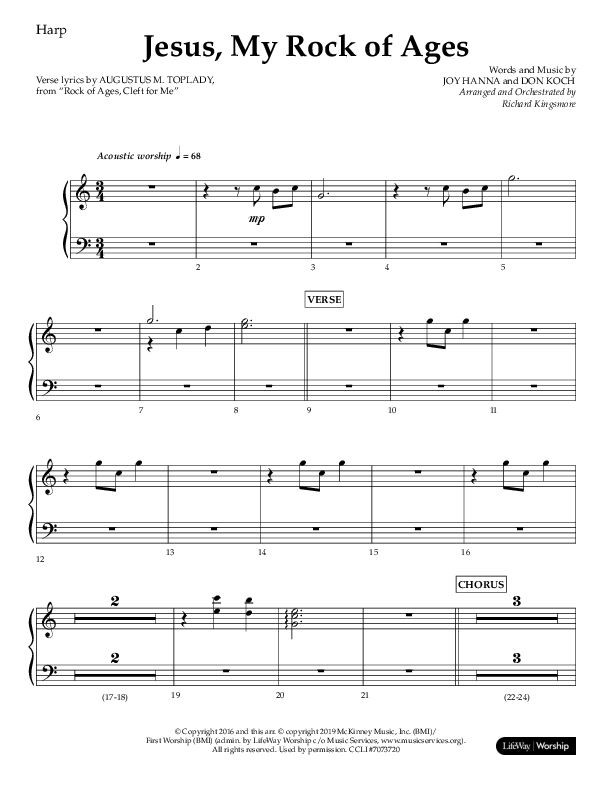 Jesus My Rock Of Ages (Choral Anthem SATB) Harp (Lifeway Choral / Arr. Richard Kingsmore)