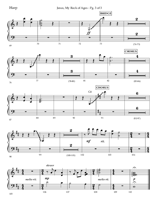 Jesus My Rock Of Ages (Choral Anthem SATB) Harp (Lifeway Choral / Arr. Richard Kingsmore)
