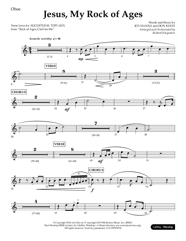 Jesus My Rock Of Ages (Choral Anthem SATB) Oboe (Lifeway Choral / Arr. Richard Kingsmore)