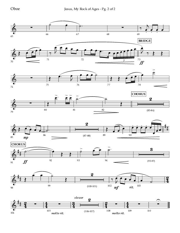 Jesus My Rock Of Ages (Choral Anthem SATB) Oboe (Lifeway Choral / Arr. Richard Kingsmore)