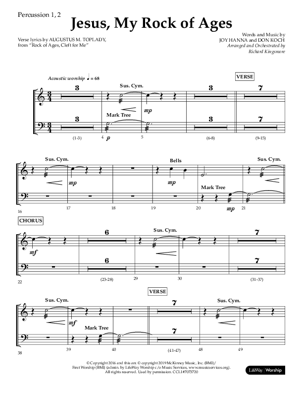 Jesus My Rock Of Ages (Choral Anthem SATB) Percussion 1/2 (Lifeway Choral / Arr. Richard Kingsmore)