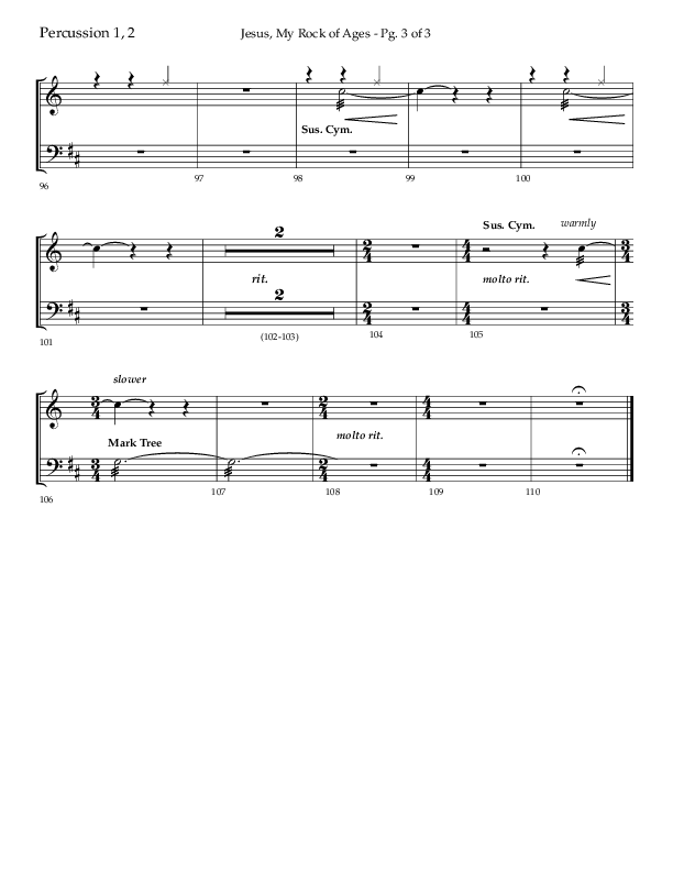 Jesus My Rock Of Ages (Choral Anthem SATB) Percussion 1/2 (Lifeway Choral / Arr. Richard Kingsmore)