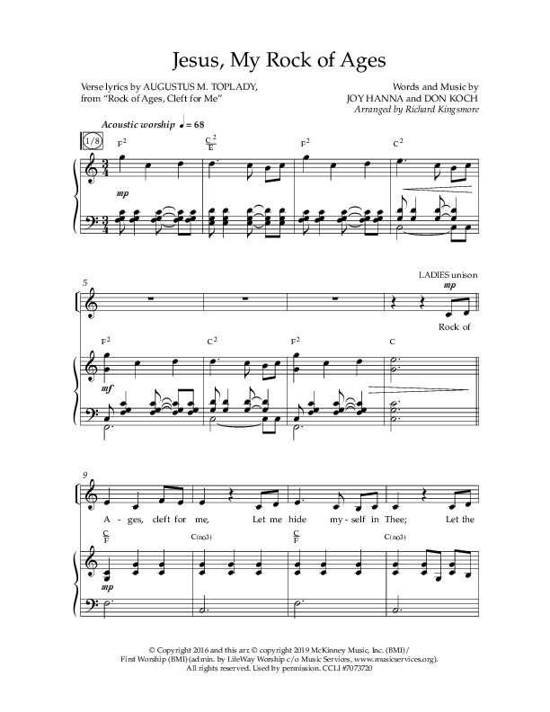 Jesus My Rock Of Ages (Choral Anthem SATB) Anthem (SATB/Piano) (Lifeway Choral / Arr. Richard Kingsmore)