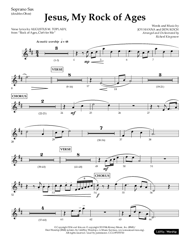 Jesus My Rock Of Ages (Choral Anthem SATB) Soprano Sax (Lifeway Choral / Arr. Richard Kingsmore)
