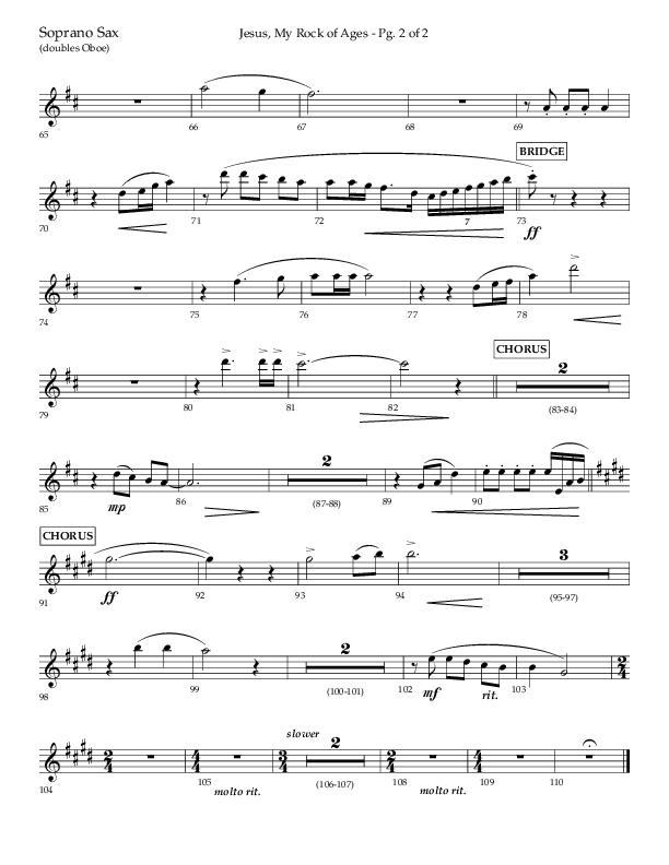Jesus My Rock Of Ages (Choral Anthem SATB) Soprano Sax (Lifeway Choral / Arr. Richard Kingsmore)