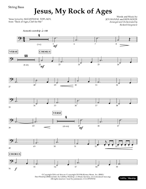 Jesus My Rock Of Ages (Choral Anthem SATB) String Bass (Lifeway Choral / Arr. Richard Kingsmore)