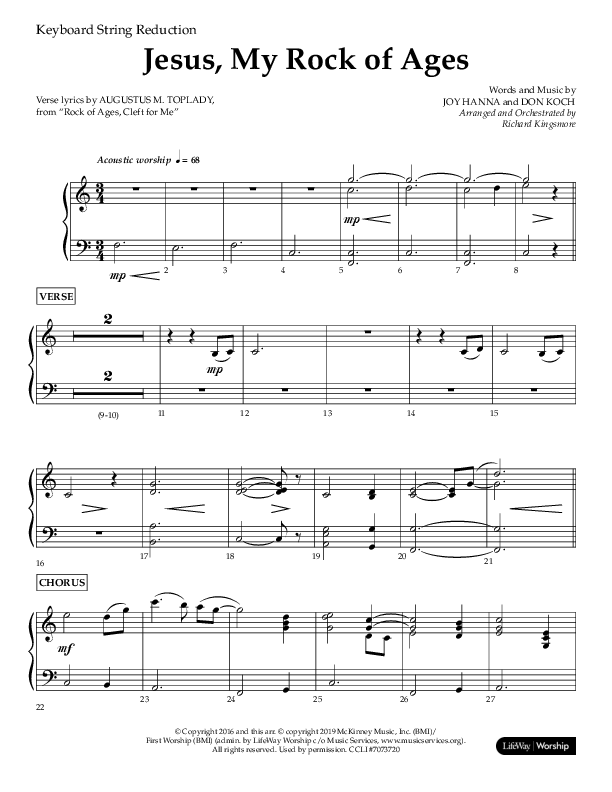 Jesus My Rock Of Ages (Choral Anthem SATB) String Reduction (Lifeway Choral / Arr. Richard Kingsmore)