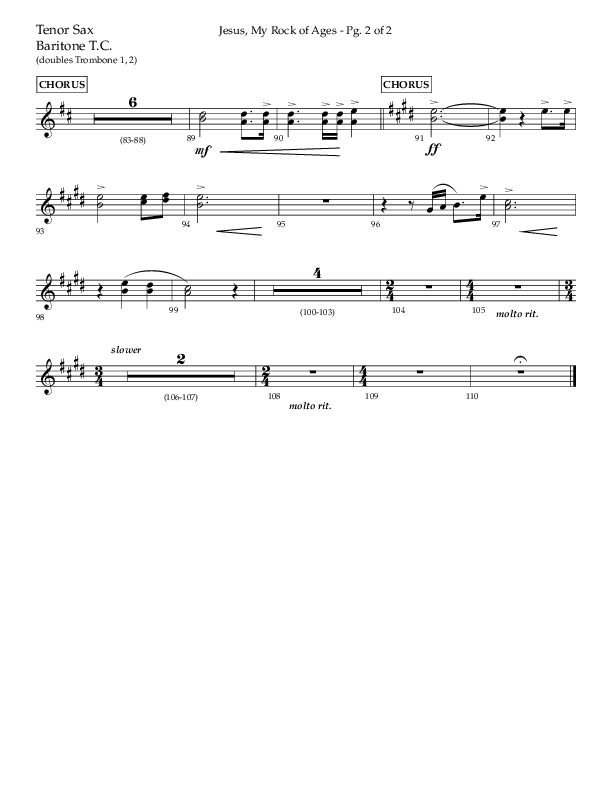Jesus My Rock Of Ages (Choral Anthem SATB) Tenor Sax/Baritone T.C. (Lifeway Choral / Arr. Richard Kingsmore)