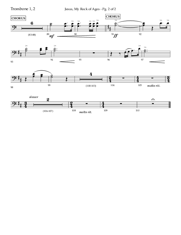 Jesus My Rock Of Ages (Choral Anthem SATB) Trombone 1/2 (Lifeway Choral / Arr. Richard Kingsmore)