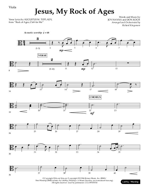Jesus My Rock Of Ages (Choral Anthem SATB) Viola (Lifeway Choral / Arr. Richard Kingsmore)