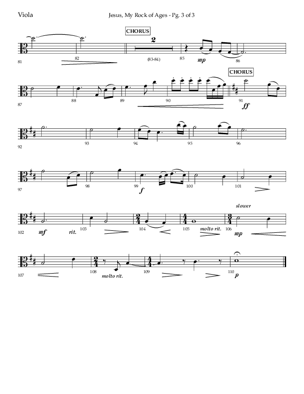 Jesus My Rock Of Ages (Choral Anthem SATB) Viola (Lifeway Choral / Arr. Richard Kingsmore)