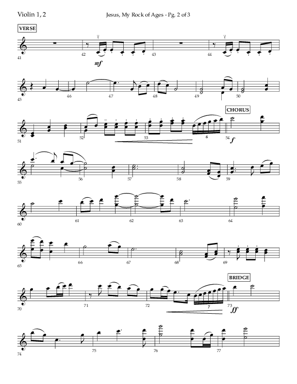 Jesus My Rock Of Ages (Choral Anthem SATB) Violin 1/2 (Lifeway Choral / Arr. Richard Kingsmore)