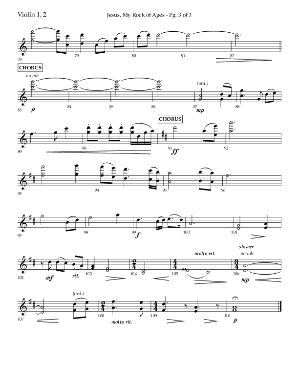 Jesus My Rock Of Ages (Choral Anthem SATB) Violin 1/2 (Lifeway Choral / Arr. Richard Kingsmore)