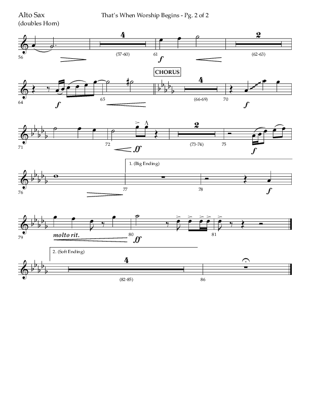 That's When Worship Begins (Choral Anthem SATB) Alto Sax (Lifeway Choral / Arr. John Bolin / Arr. Don Koch / Orch. Cliff Duren)