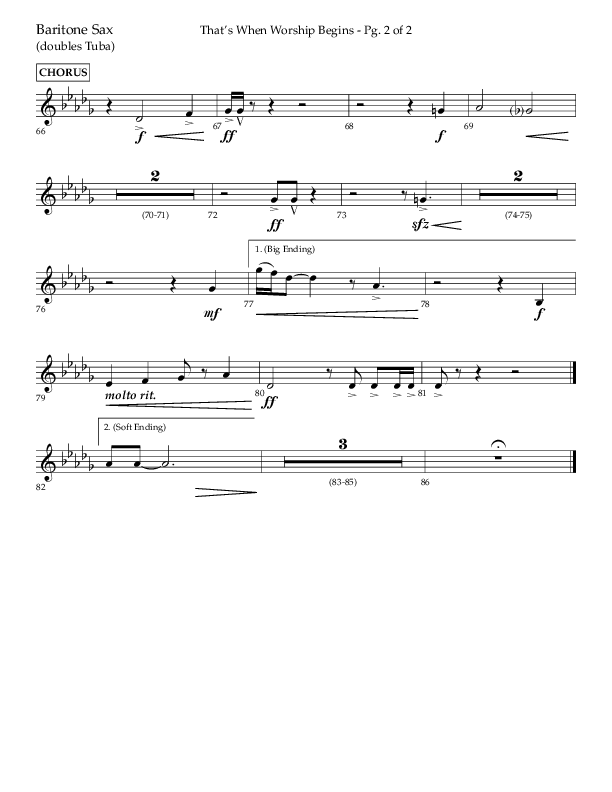That's When Worship Begins (Choral Anthem SATB) Bari Sax (Lifeway Choral / Arr. John Bolin / Arr. Don Koch / Orch. Cliff Duren)