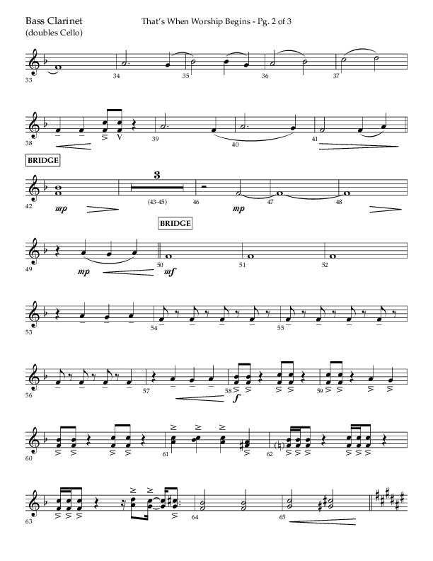 That's When Worship Begins (Choral Anthem SATB) Bass Clarinet (Lifeway Choral / Arr. John Bolin / Arr. Don Koch / Orch. Cliff Duren)