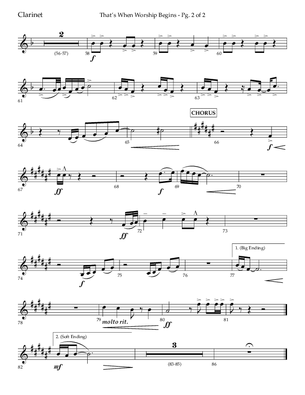 That's When Worship Begins (Choral Anthem SATB) Clarinet (Lifeway Choral / Arr. John Bolin / Arr. Don Koch / Orch. Cliff Duren)