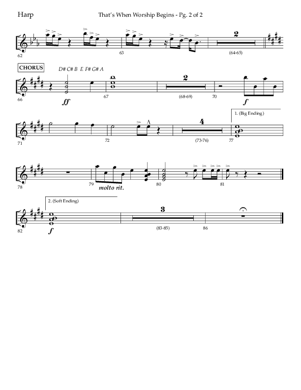 That's When Worship Begins (Choral Anthem SATB) Harp (Lifeway Choral / Arr. John Bolin / Arr. Don Koch / Orch. Cliff Duren)