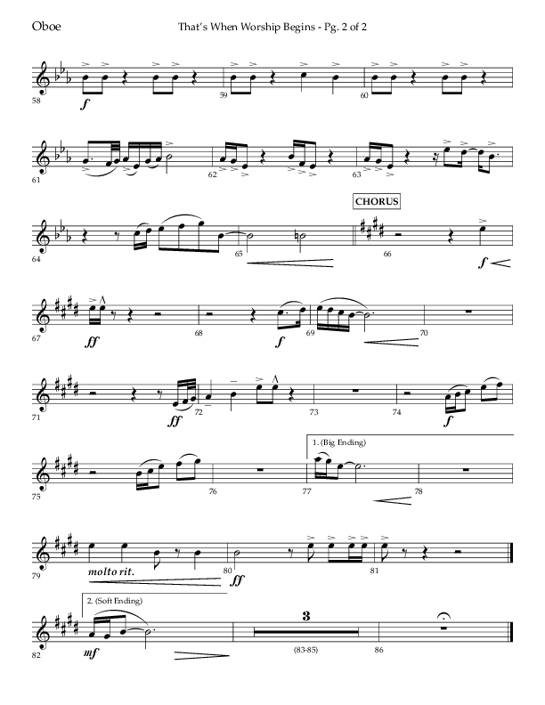 That's When Worship Begins (Choral Anthem SATB) Oboe (Lifeway Choral / Arr. John Bolin / Arr. Don Koch / Orch. Cliff Duren)