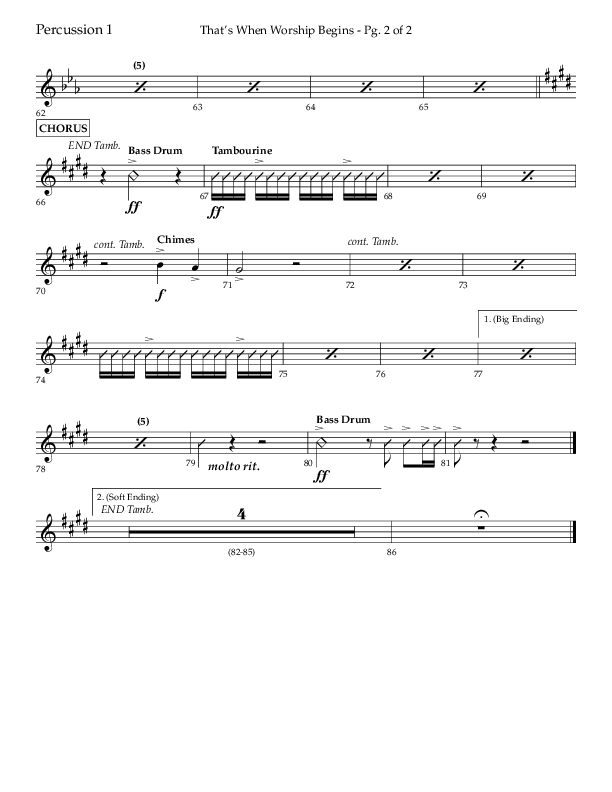 That's When Worship Begins (Choral Anthem SATB) Percussion 1/2 (Lifeway Choral / Arr. John Bolin / Arr. Don Koch / Orch. Cliff Duren)