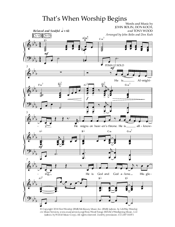 That's When Worship Begins (Choral Anthem SATB) Anthem (SATB/Piano) (Lifeway Choral / Arr. John Bolin / Arr. Don Koch / Orch. Cliff Duren)