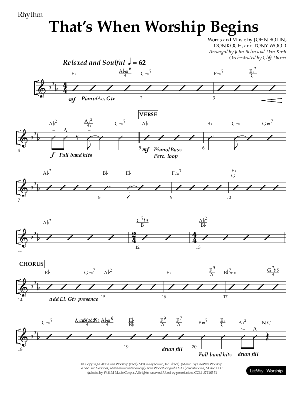 That's When Worship Begins (Choral Anthem SATB) Lead Melody & Rhythm (Lifeway Choral / Arr. John Bolin / Arr. Don Koch / Orch. Cliff Duren)