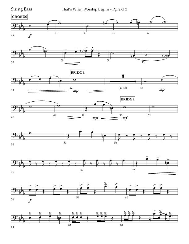 That's When Worship Begins (Choral Anthem SATB) String Bass (Lifeway Choral / Arr. John Bolin / Arr. Don Koch / Orch. Cliff Duren)